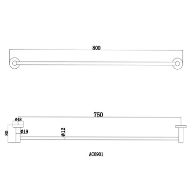 Pentro Gun Metal Grey Single Towel Rail