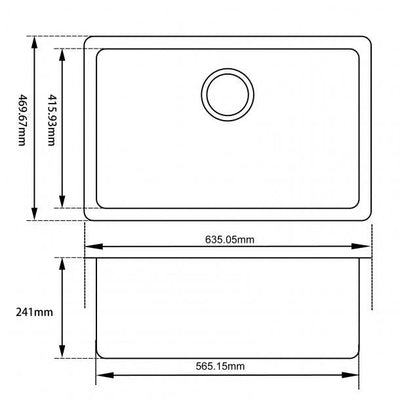 White Granite Quartz Stone Undermount Kitchen Sink Single Bowl 635*470*241mm