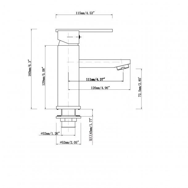 Square Matte Black Basin Mixer