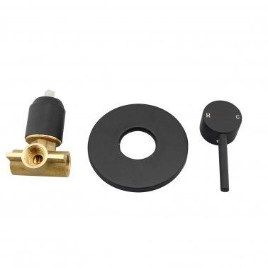 Round Black Shower/Bath Wall Mixer