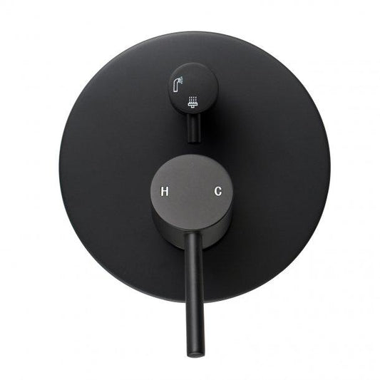 Round Matte Black Shower/Bath Mixer Diverter