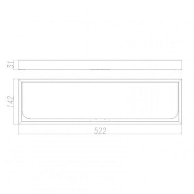 Black Glass Shelf 600mm