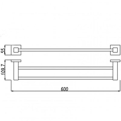 Black Double Towel Rail 600mm