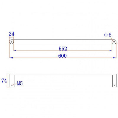 Chrome Single Towel Rail 600mm