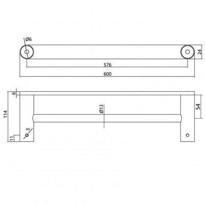 Chrome Double Towel Rail 600mm