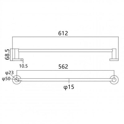 Round Chrome 304 Stainless Steel Single Towel Rail