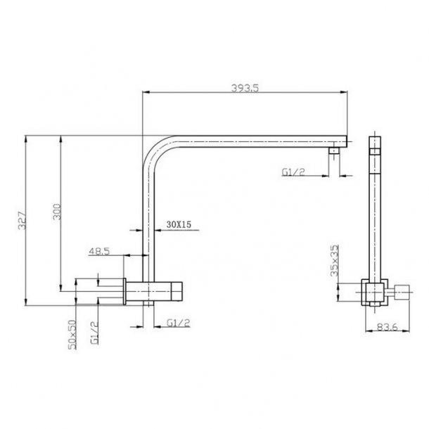 Square Black Shower Station Top Water Inlet