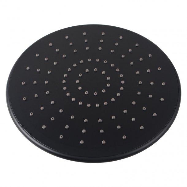 Round Black ABS Rainfall Shower Head 9"