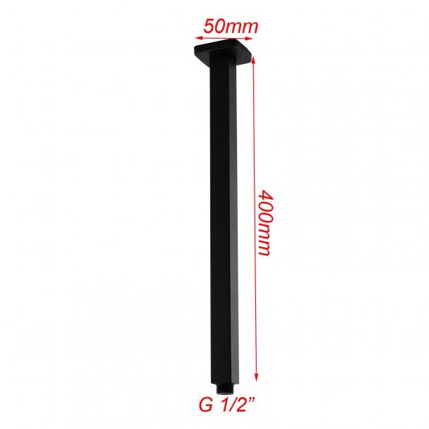 Square Black Ceiling Shower Arm 400mm