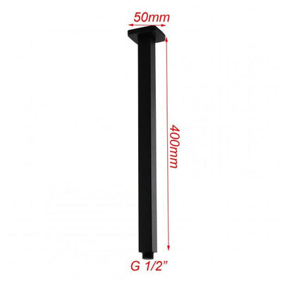 Square Black Ceiling Shower Arm 400mm