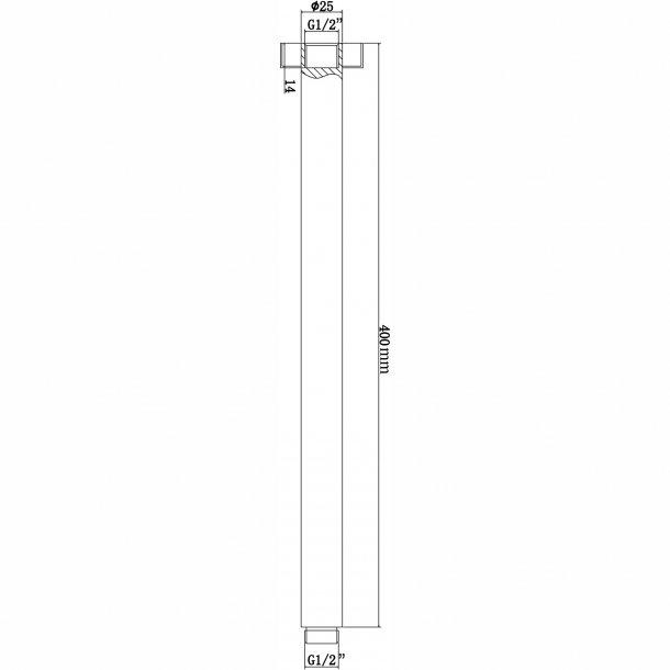 Round Chrome Ceiling Shower Arm 400mm