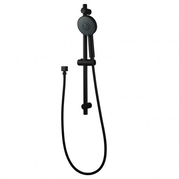 Round Black 5 Functions Hand held Shower Set With Rail