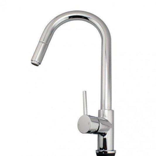 Round Chrome Pull Out Kitchen Sink Mixer Tap