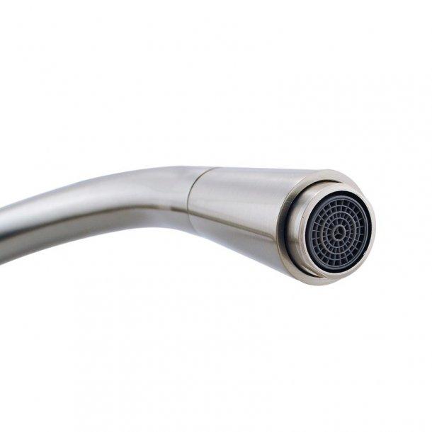 Round Brushed Nickel Pull Out Kitchen Sink Mixer Tap