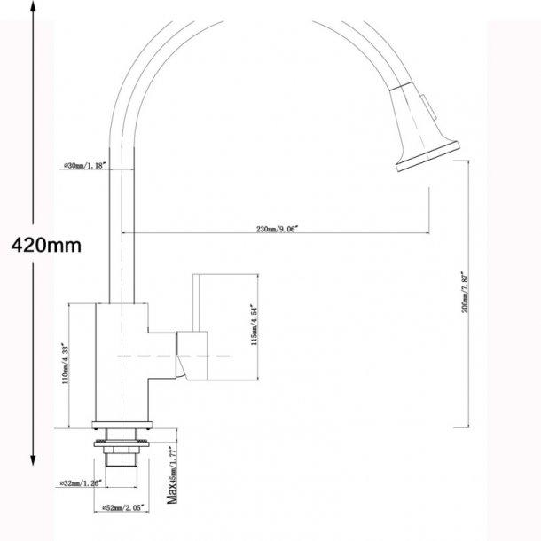 Round Black Pull Out Kitchen Sink Mixer Tap