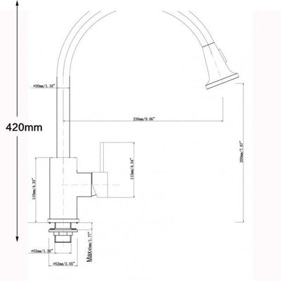 Round Black Pull Out Kitchen Sink Mixer Tap