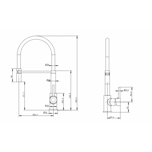 Round Chrome Kitchen Sink Mixer Tap