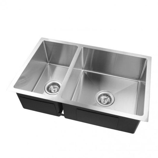 1.2mm Handmade Round Corners Double Bowls Top / Undermount / Flush Mount Kitchen Sink 715x450x200mm