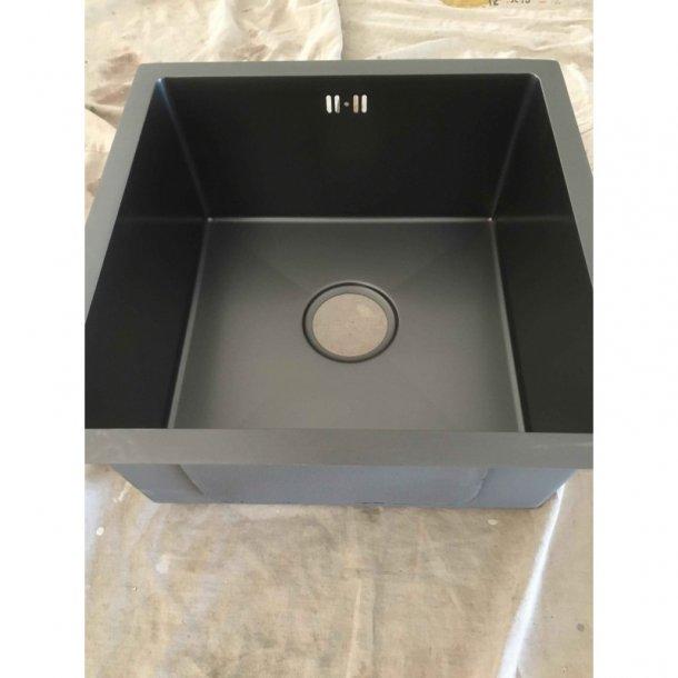 1.2mm Dark Grey Stainless Steel Handmade Single Bowl Top/Undermount Kitchen/Laundry Sink 440x440x205mm