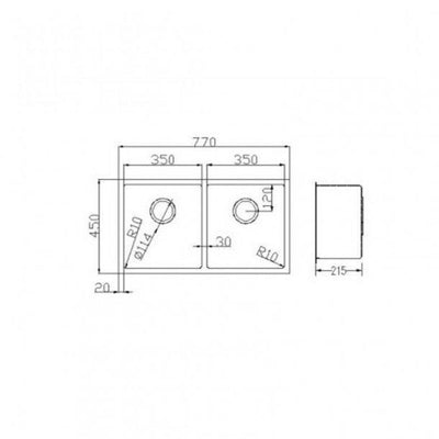 1.2mm Handmade Double Bowls Top/Undermount Kitchen/Laundry Sink 770x450x215mm