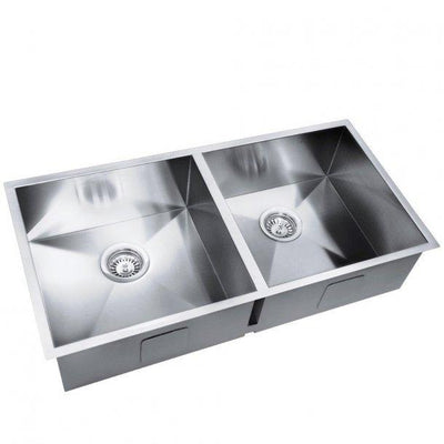 1.2mm Handmade Double Bowls Top/Undermount Kitchen Sink 865x440x200mm