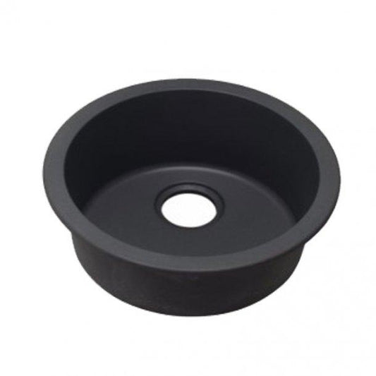 Black Granite Quartz Stone Kitchen/Laundry Sink Round Single Bowl Top/Under Mount 460mm