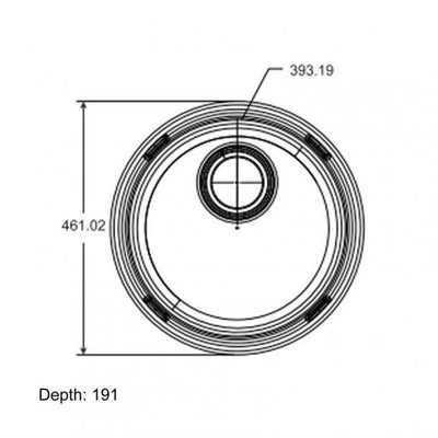 Black Granite Quartz Stone Kitchen/Laundry Sink Round Single Bowl Top/Under Mount 460mm