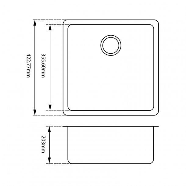 White Granite Quartz Stone Kitchen/Laundry Sink Single Bowl Top/Under Mount 422*422*203mm