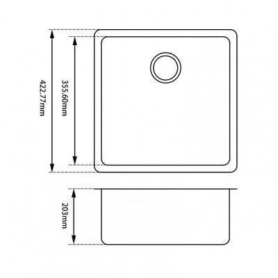 White Granite Quartz Stone Kitchen/Laundry Sink Single Bowl Top/Under Mount 422*422*203mm