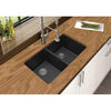 Black Kitchen Sink Granite Stone Under Mount Double Bowls 838*476*241mm