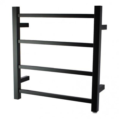 Square Matte Black Electric Heated Towel Rack 4 Bars