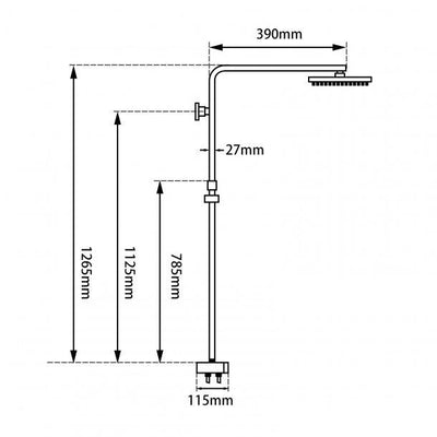 Square Matte Black Shower Station Top/Bottom Inlet