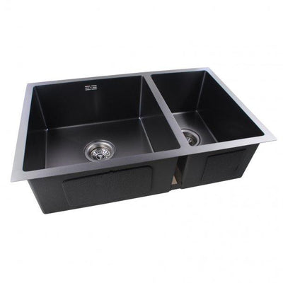 1.2mm Handmade Concrete Grey Round Corners Double Bowls Top / Undermount / Flush Mount Kitchen Sink 715x450x200mm