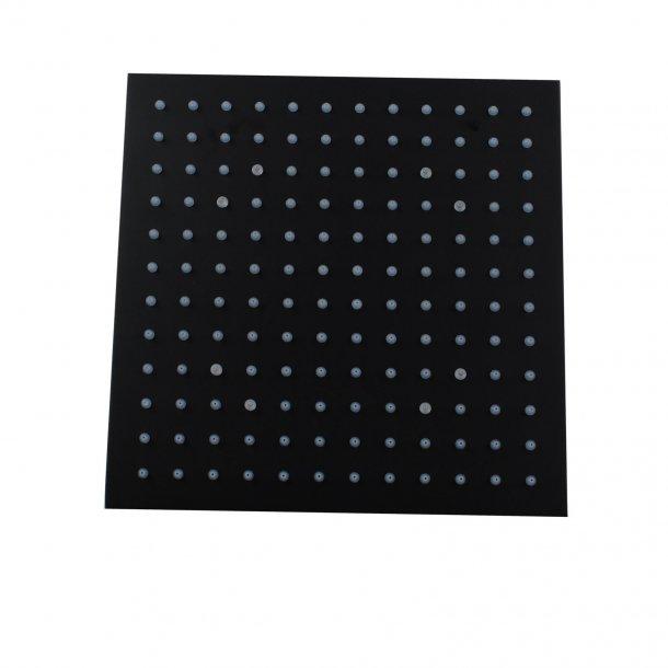 Square Black LED Rainfall Shower Head 250mm