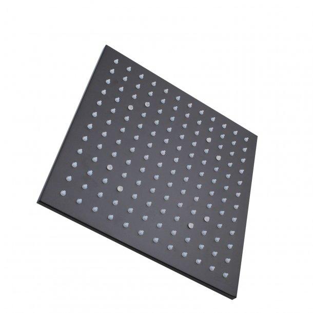 Square Black LED Rainfall Shower Head 250mm