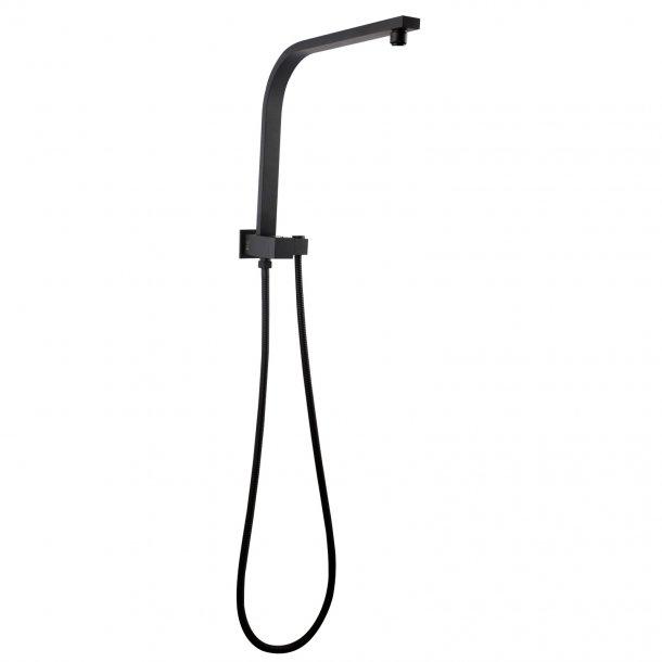 Square Black Top Water Inlet Shower Rail