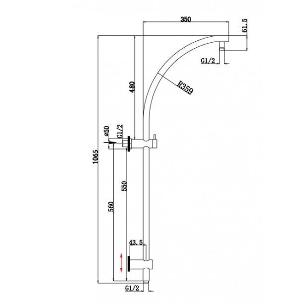 Round Chrome Top Inlet Shower Rail