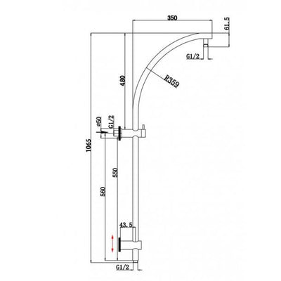 Round Chrome Top Inlet Shower Rail