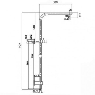 Right Angle Round Matte Black Top Inlet Shower Rail