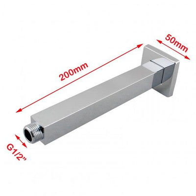 Square Chrome Ceiling Shower Arm 200mm