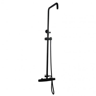 Black Round Wall Mount Bottom Inlet Shower Rail