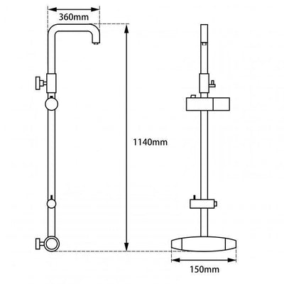 Black Round Wall Mount Bottom Inlet Shower Rail