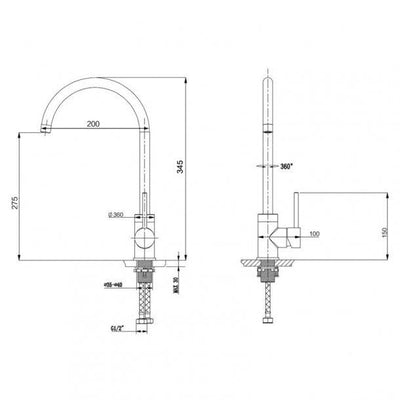 Round Chrome Standard Kitchen Mixer Tap