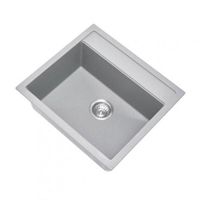 560 x 510 x 200mm Carysil Concrete Grey Single Bowl Granite Top/Flush/Under Mount Kitchen/Laundry Sink