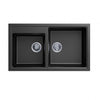 860 x 500 x 205mm Carysil Black Double Bowl Granite Kitchen Sink Top/Flush/Under Mount