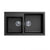 860 x 500 x 205mm Carysil Black Double Bowl Granite Kitchen Sink Top/Flush/Under Mount