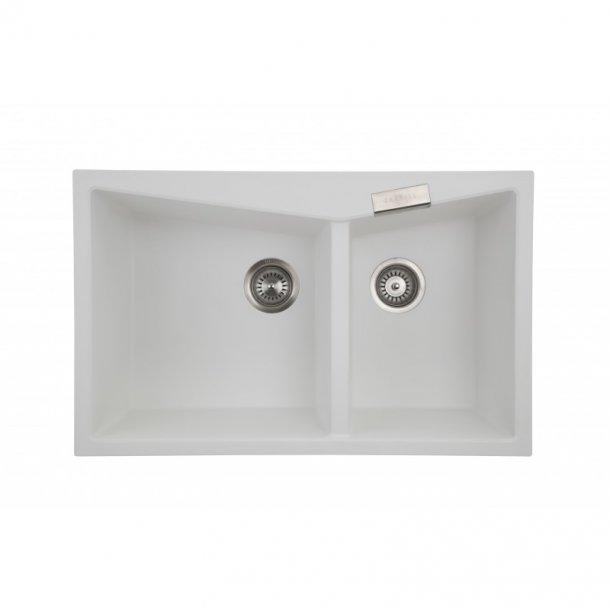 800 x 500 x 220mm Carysil White Double Bowl Granite Kitchen Sink Top/Flush Mount