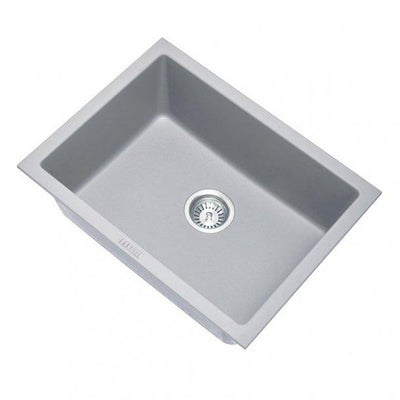 610 x 457 x 205mm Carysil Concrete Grey Single Big Bowl Granite Kitchen/Laundry Sink Top/Flush/Under Mount