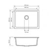 610 x 457 x 205mm Carysil Concrete Grey Single Big Bowl Granite Kitchen/Laundry Sink Top/Flush/Under Mount