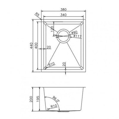 1.2mm Handmade Top/Undermount Single Bowl Kitchen Sink